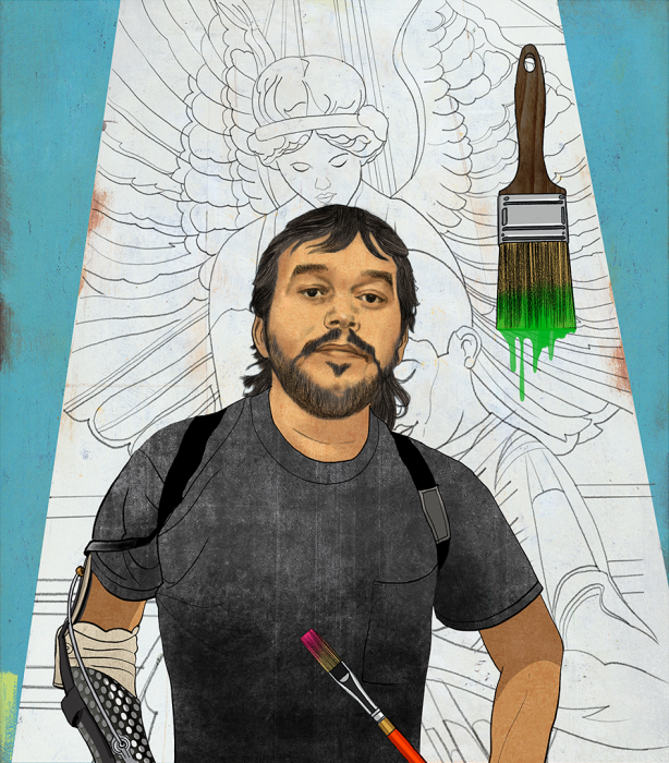 Ilustración del artista y veterano de San Antonio, Jesse Treviño. 