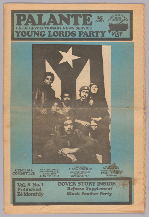 Palante a newspaper printed by the Young Lords