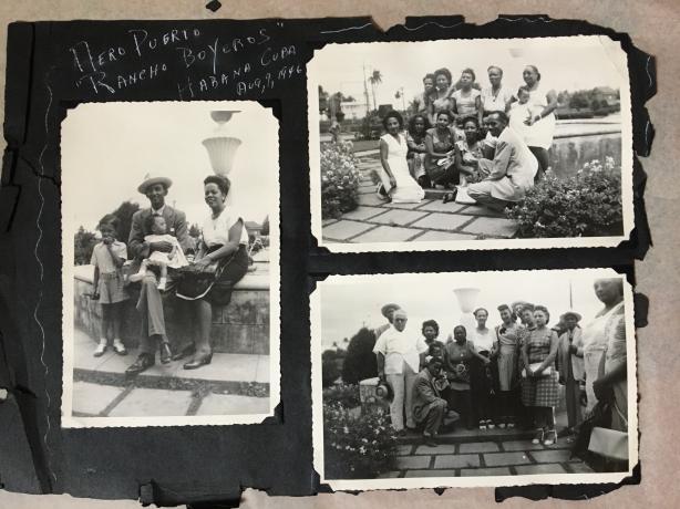 Black paper-backed photo from a 1940s photo album, belonging to the Afro-Cuban Grillo family. 