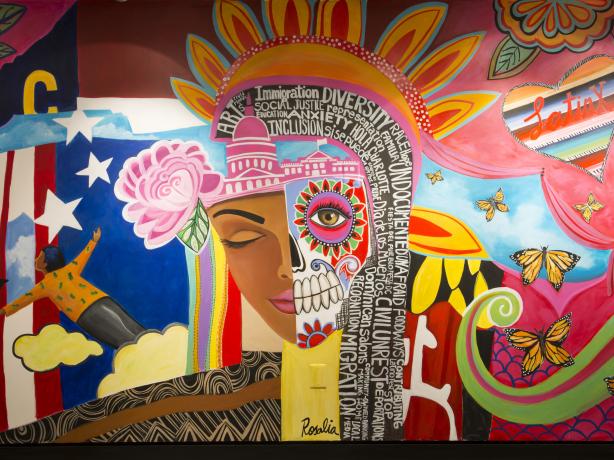 Colorful mural with diversity theme
