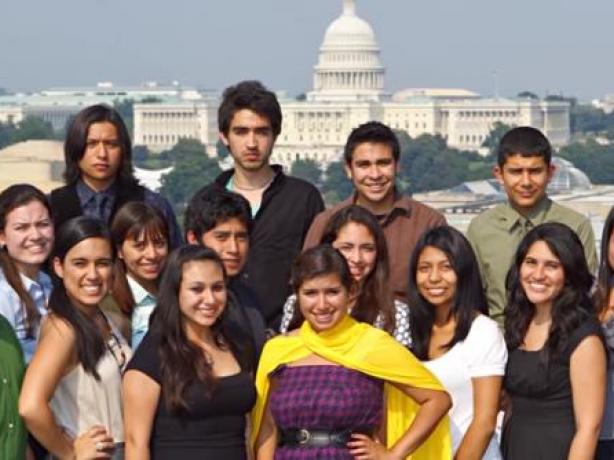 Group of young people with Capitol in the background