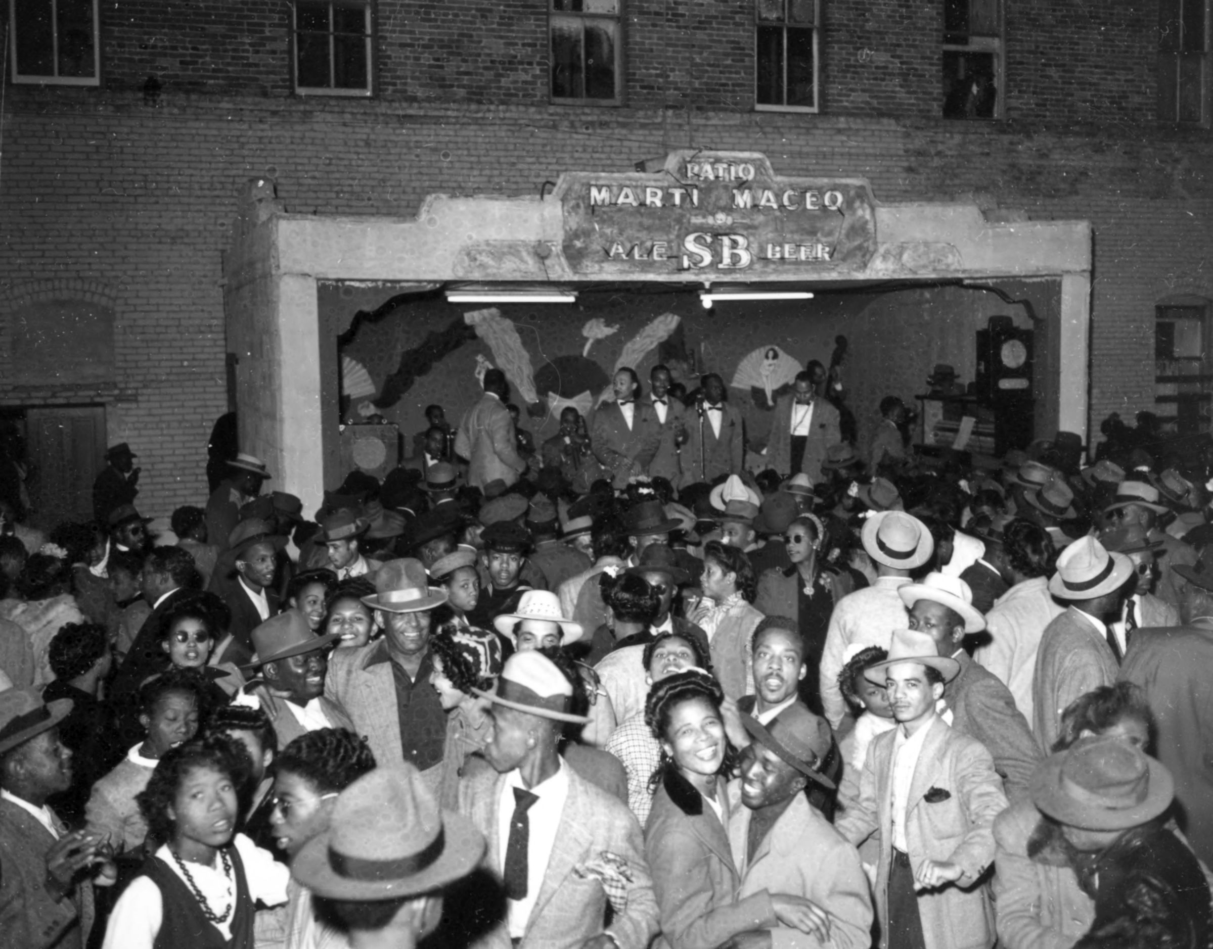 00097-D2-2021.07.30 Black and white photograph of Afro Latinos and African Americans dancing.