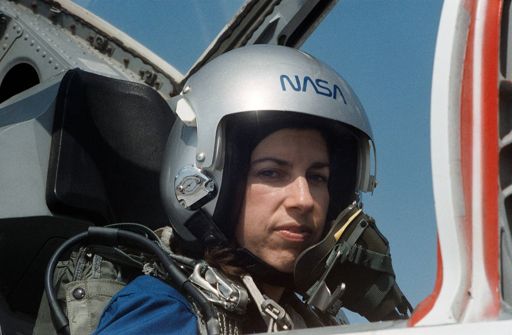 Ellen Ochoa Astronaut Ellen Ochoa in a T-38 jet cockpit during flight training